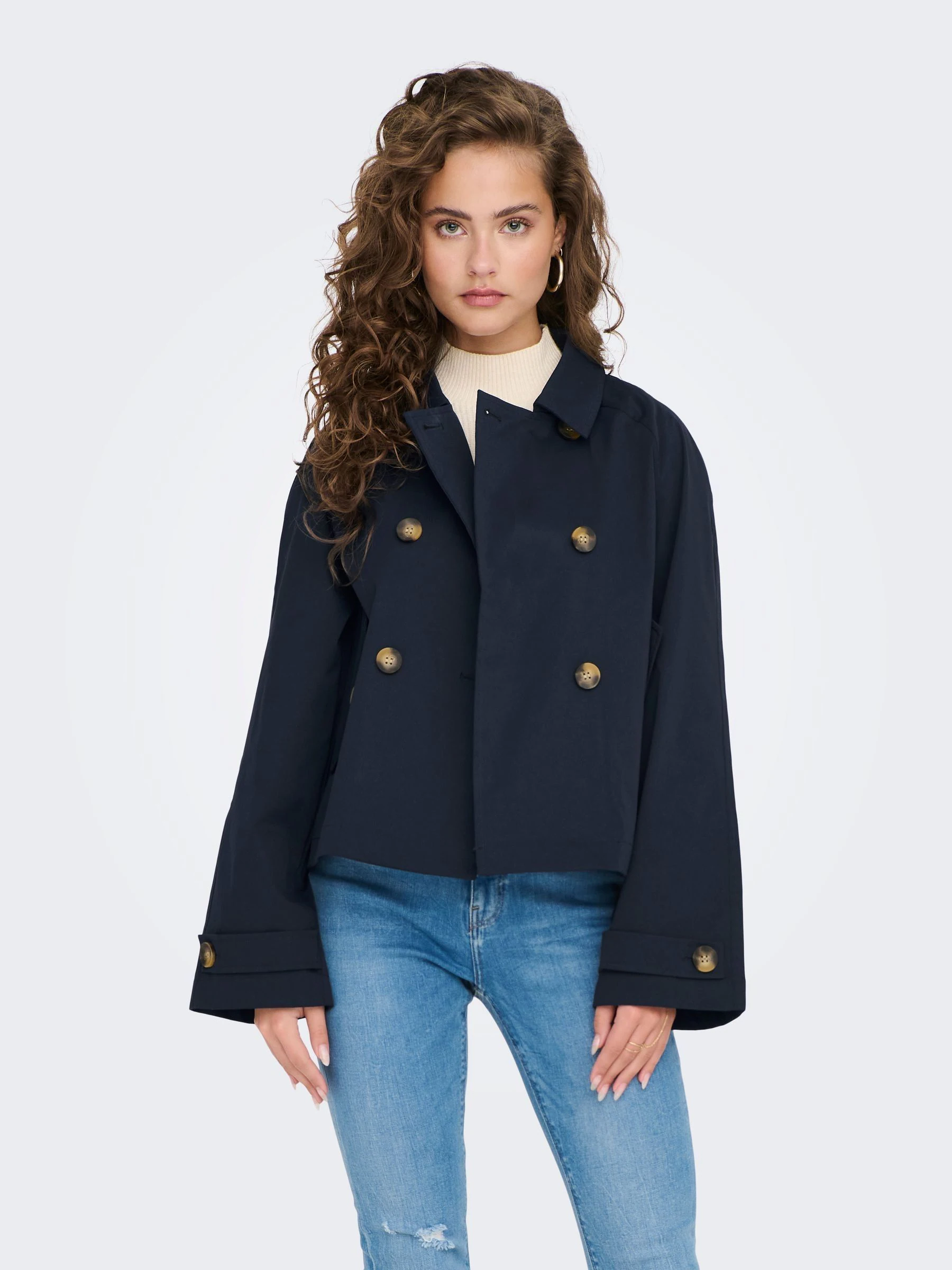 Blauw - Only - Korte trenchcoat