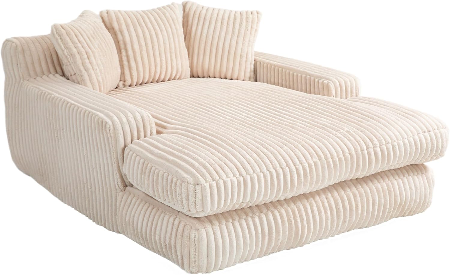 ZYLOYAL10 Cord-Schlafsofa Cloud Couch mit 3 weichen Kissen, bequemes Einzelsitz-Bodensofa für Wohnzimmer Wohnung Büro (Beige)