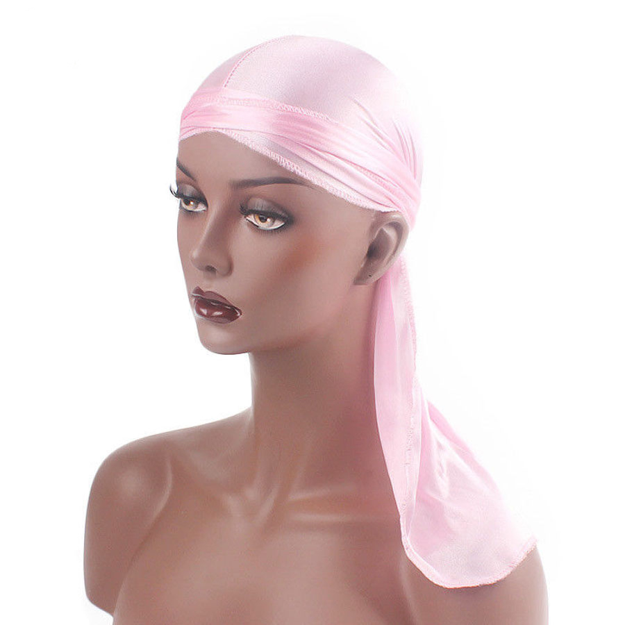 Elastische Satin Nachtmütze Durag Haar Schlafmütze - Rosa