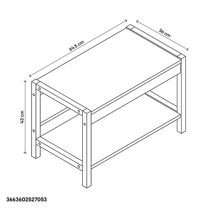 Banc GoodHome Nantua L. 64 x H. 43 x P. 36 cm