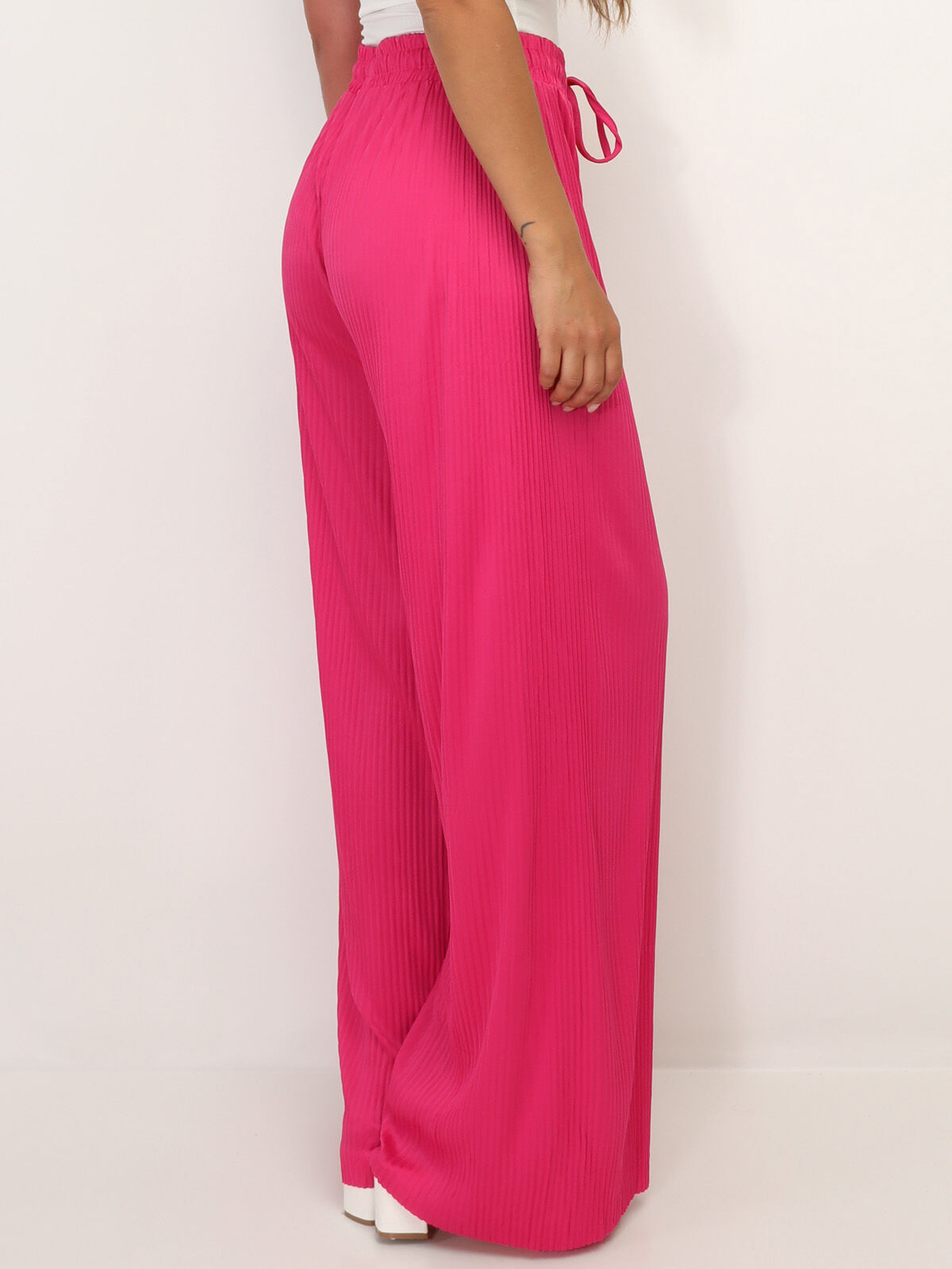 Pantalon large plissé- Fuchsia
