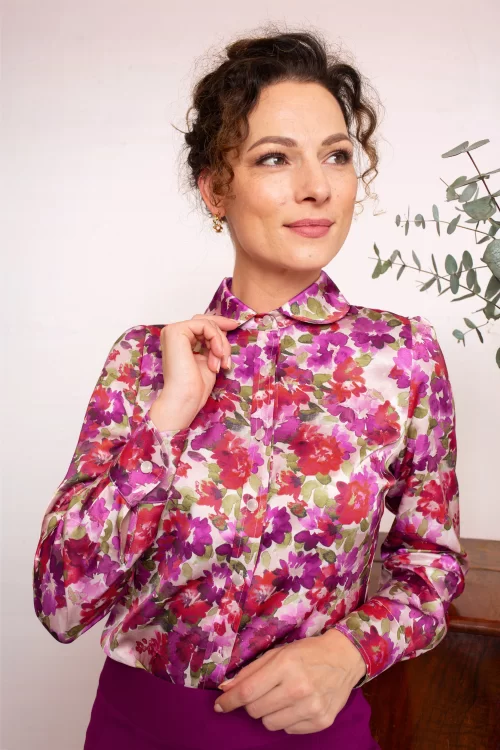 Very Cherry Evelyn Autumn Flower blouse in multi