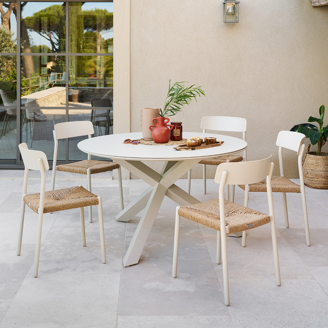 Ensemble table de jardin ORYON + 6 chaises WISTTY Argile