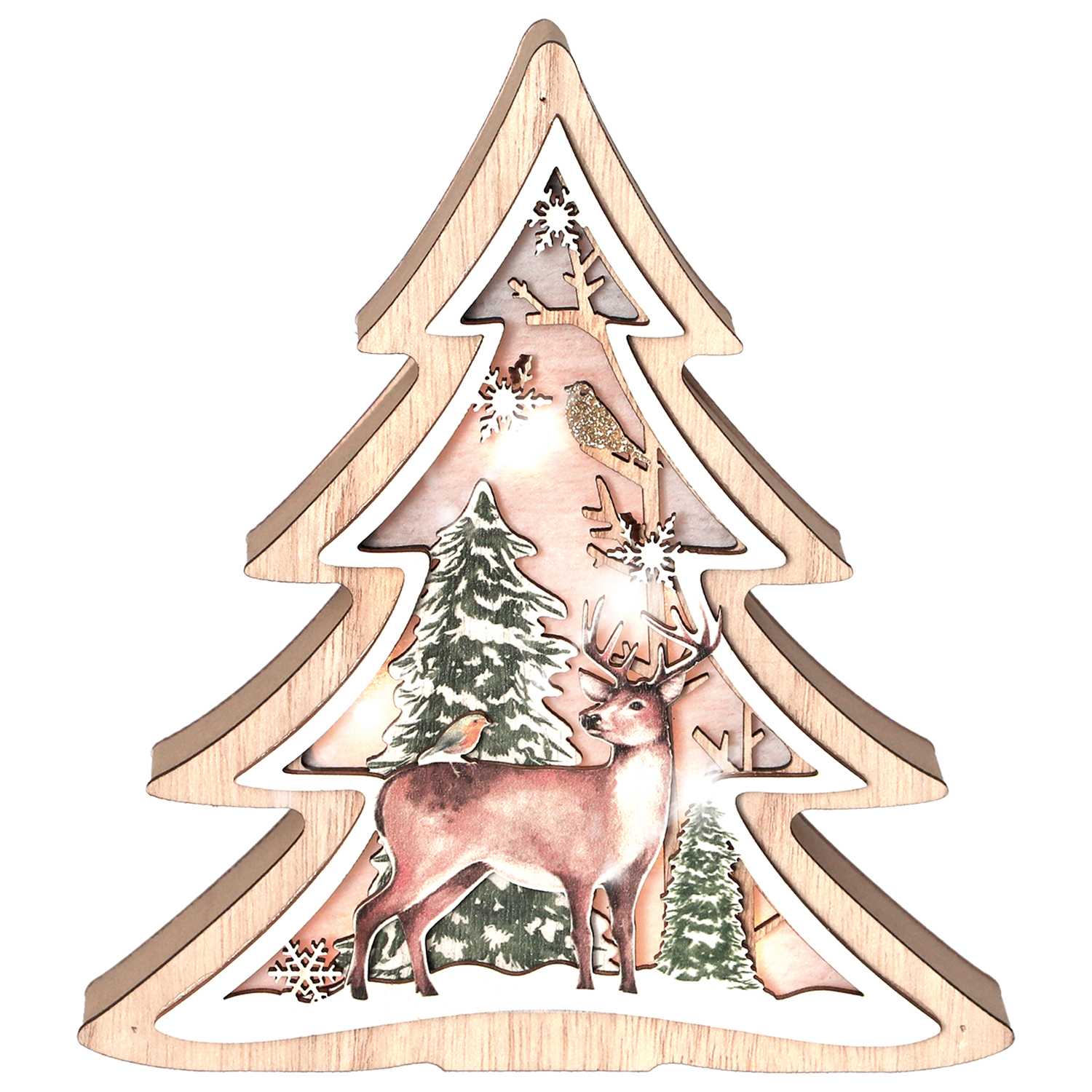 novooo LED Deko Tannenbaum m.Reh H16cm 2f