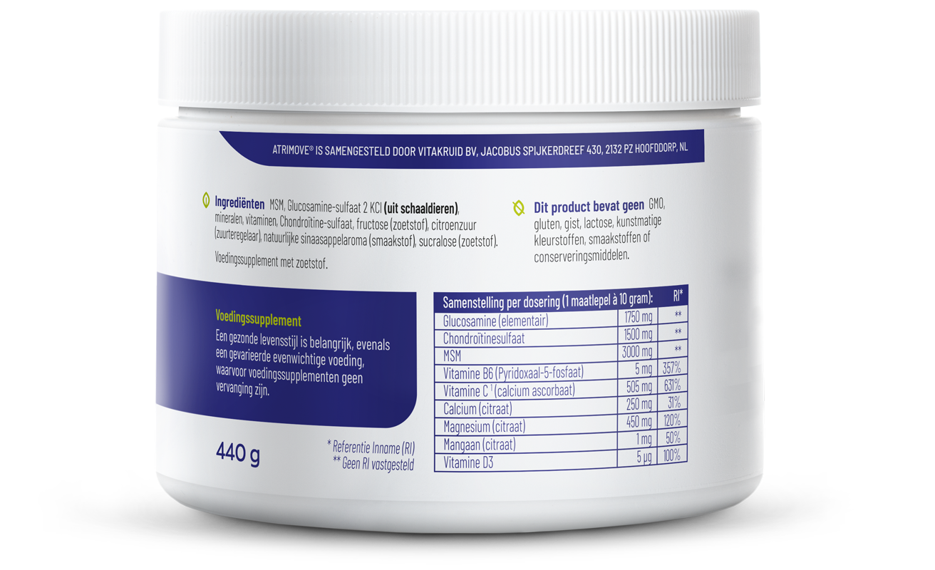 Vitakruid Atrimove® Glucosamine Chondroïtine Msm Complex (440 gr)
