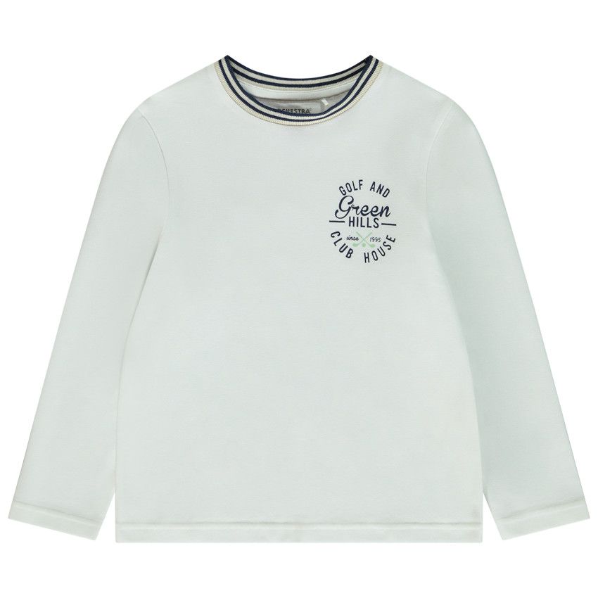 T-shirt manches longues en coton piqué pour garçon - Blanc