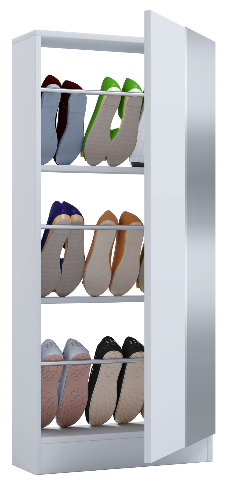 Schuhschrank FULISA mit Spiegel - weiß - 112 cm hoch