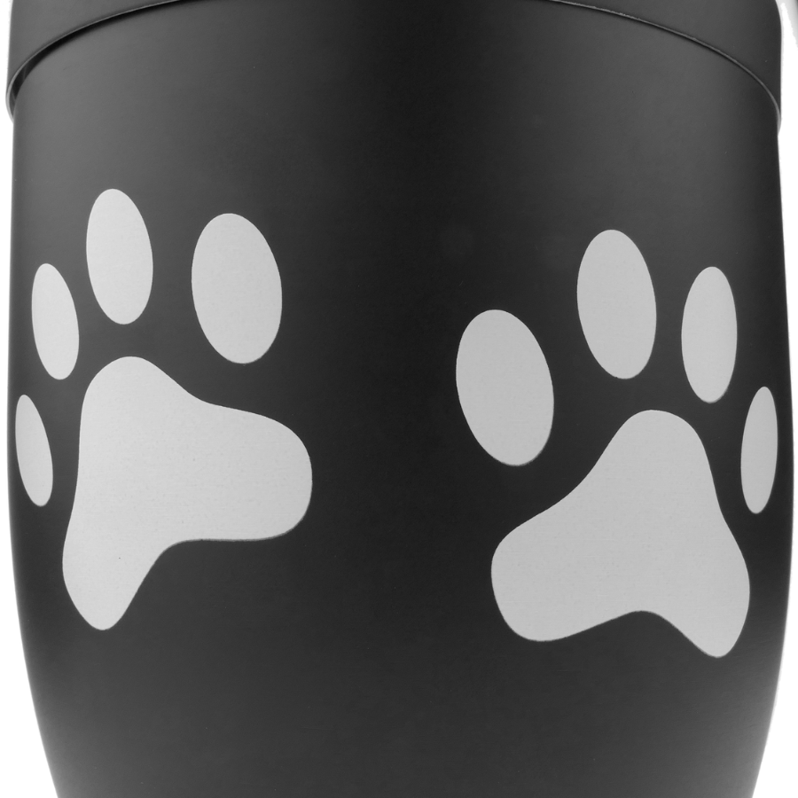 Urna para cinzas de cremação, lembrança funerária, recipiente de metal preto, 160x225 mm, design com pegada