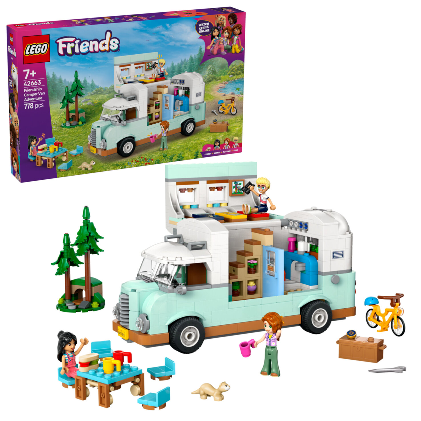 LEGO® Friends Wohnmobil 42663, Spielzeug mit Wohnwagen ab 7 Jahren
