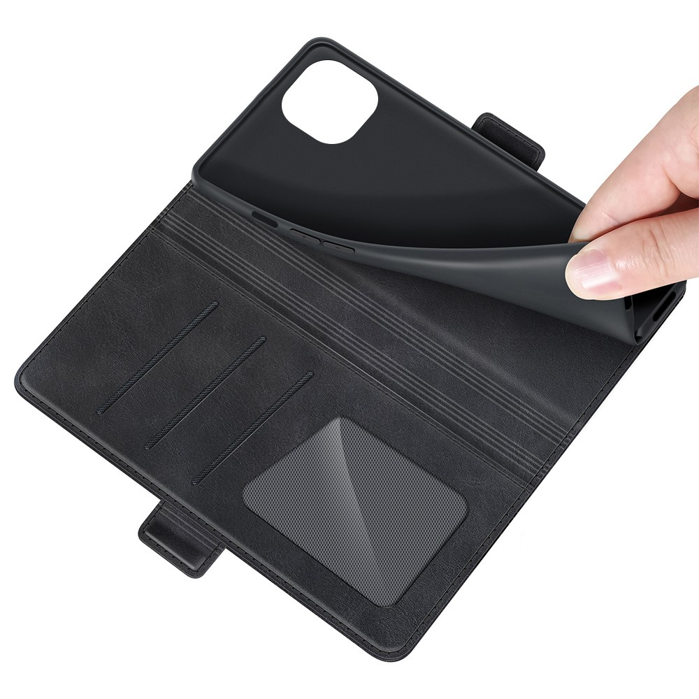 iPhone 13 Vintage Leder Tasche Flip Cover Fashion Design - Schwarz