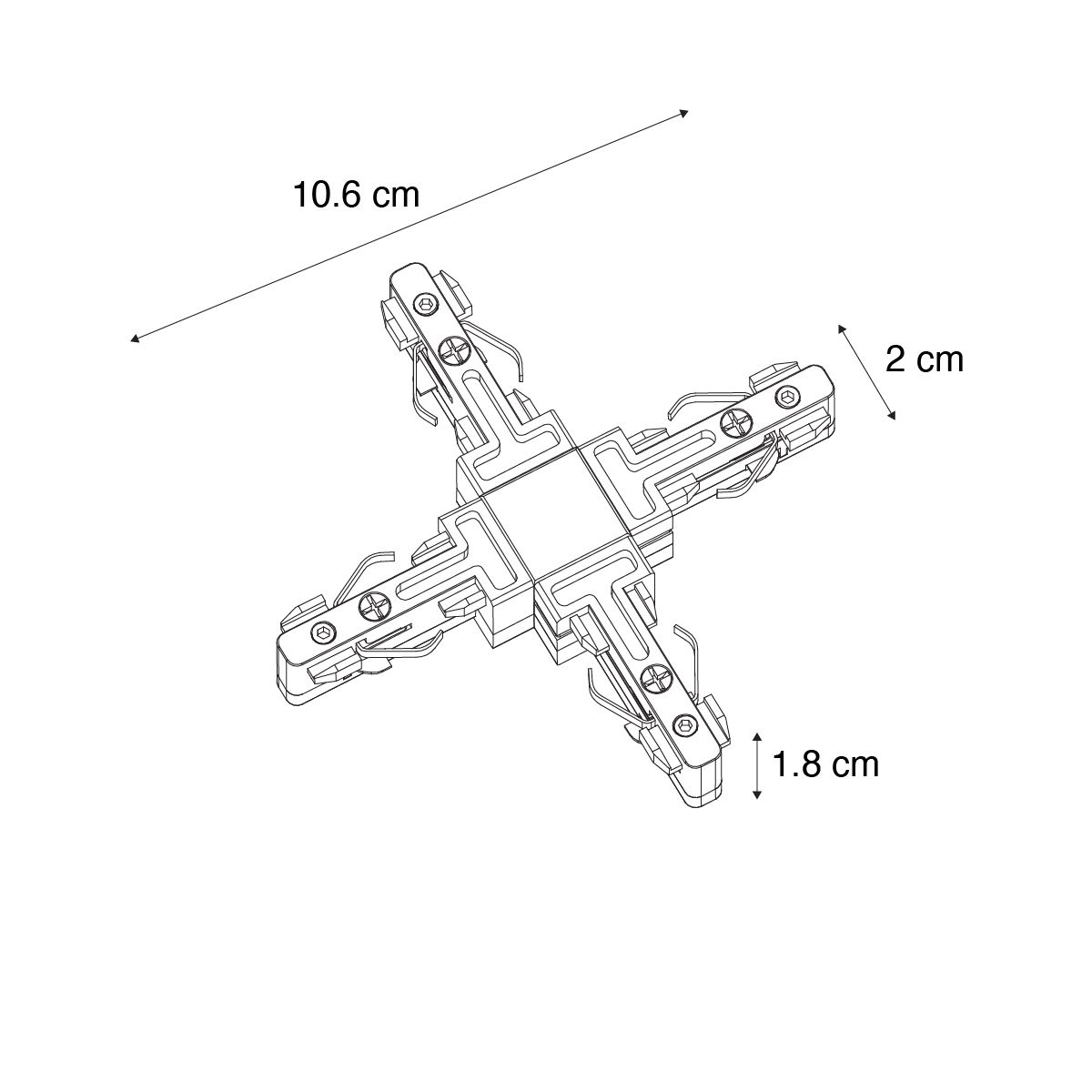 X-Koppelstuk rail zwart 1-fase - Slimline