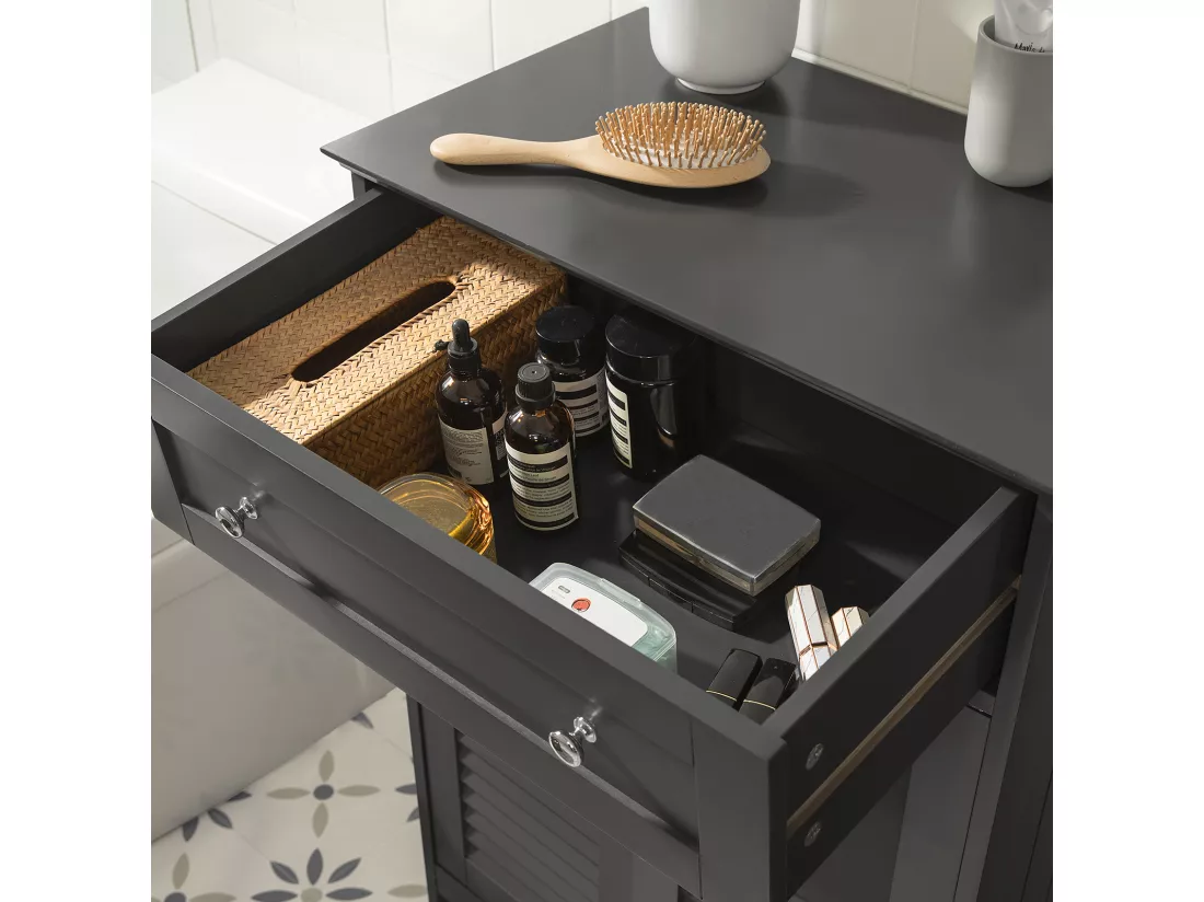 Meuble Bas de Salle de Bain avec Tiroir et Cloison Amovible Meuble de Rangement Buffet, FRG238-DG