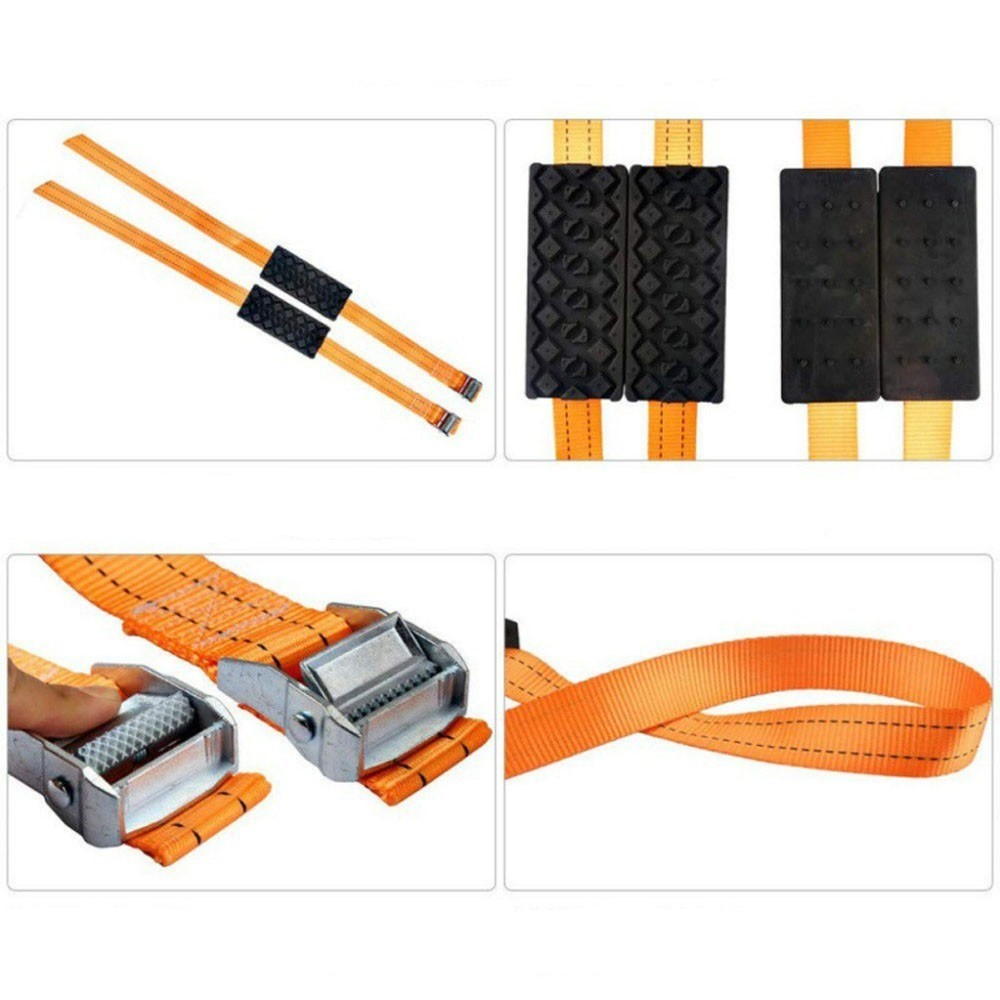 Anti-Rutsch Auto Anfahrhilfe Notfall Schneekette Traktionsband Autoreifen Zugkette (Schnee / Eis / Schlamm) - Schwarz / Orange