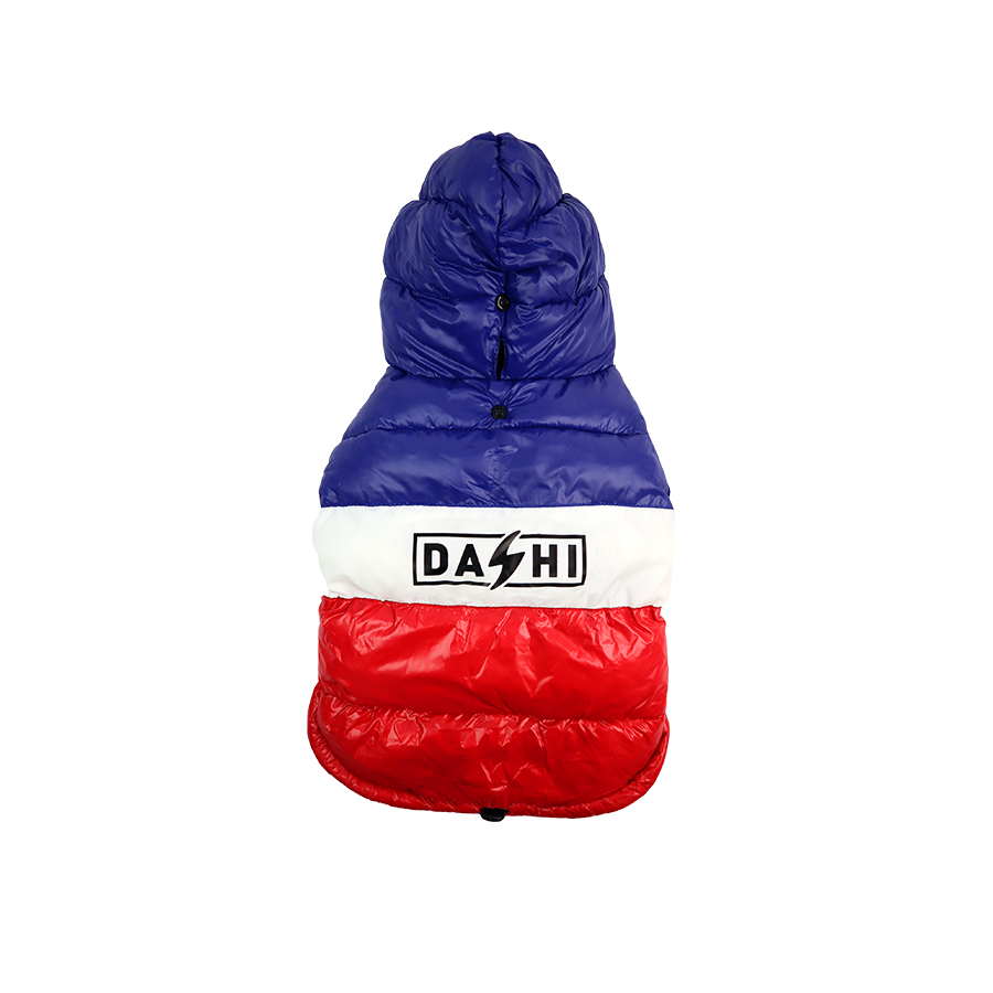 Anoraque para cães tamanho médio Dashi Stripes vermelho e azul