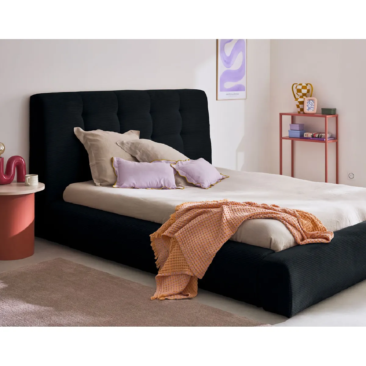 Lisa Design Onyx - Lit Coffre Velours 140x190