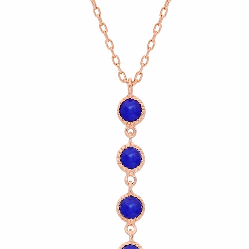 Collier Argent Cravate Rose Pompon Pierres Naturelles Marine Et Prune