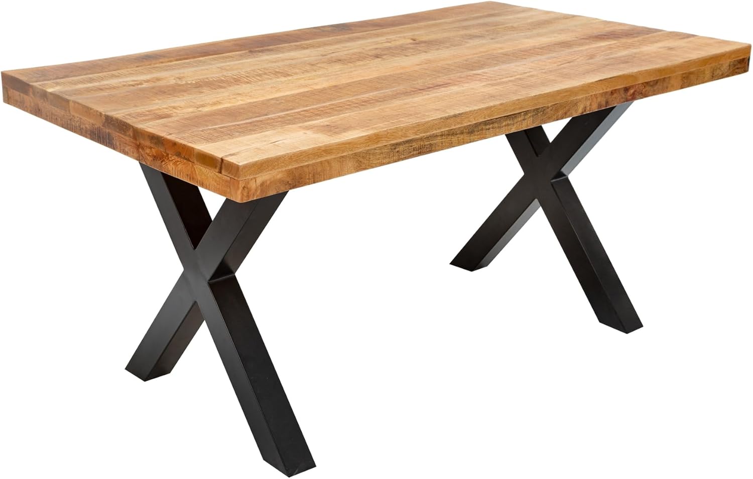 Riess Ambiente Massiver Esstisch Iron Craft 160cm Mangoholz Industrial Design mit X-Beinen Konferenztisch Tisch