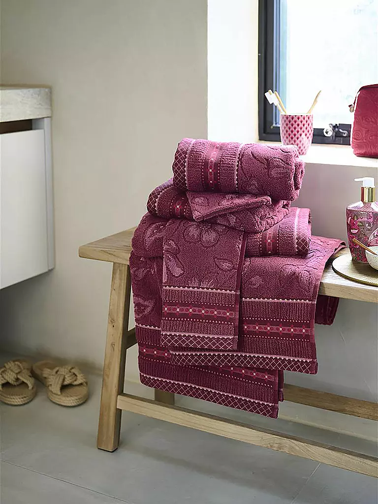 PIP STUDIO Handtuch  JASMIN JACQUARD 55x100cm Dark Pink beere