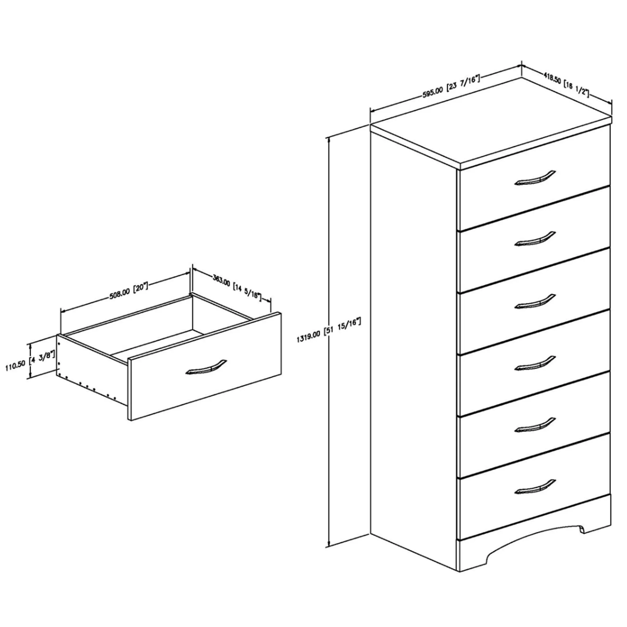 South Shore Commode 6 Tiroirs Step One - Blanc Solide