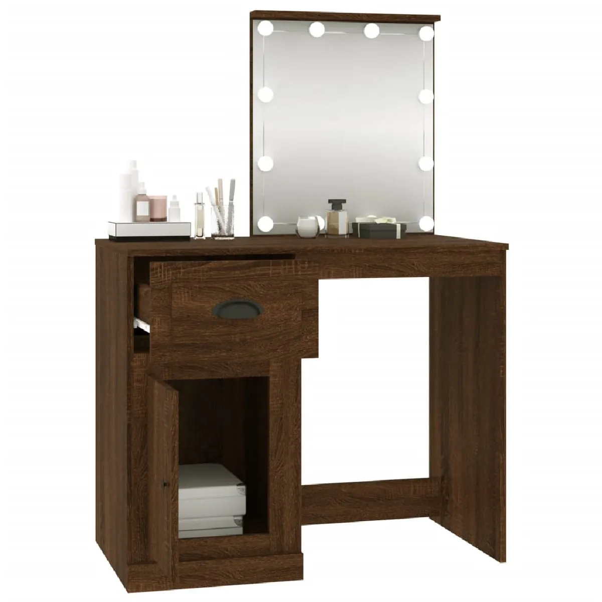 VidaXL Coiffeuse LED Chêne Marron