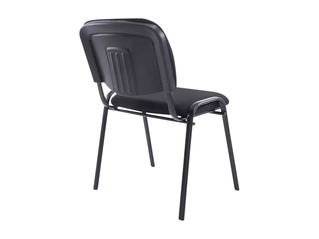 Lot de 4 Chaise de conférence - Tissu & Métal noir mat - Noir - XL Ken