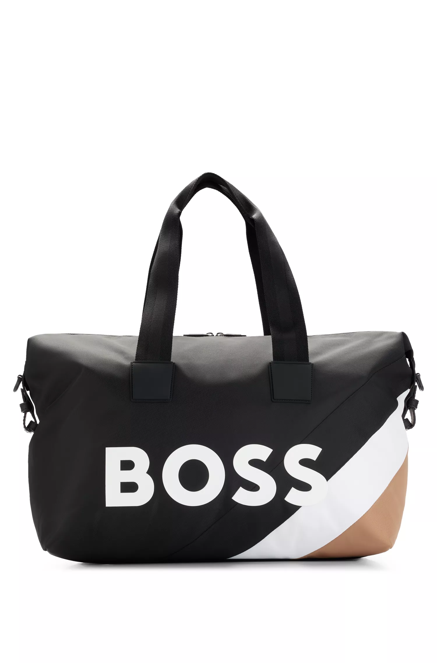 Bolsa de viagem BOSS Black-BOSS x Matteo Berrettini com logotipo e faixa característica.