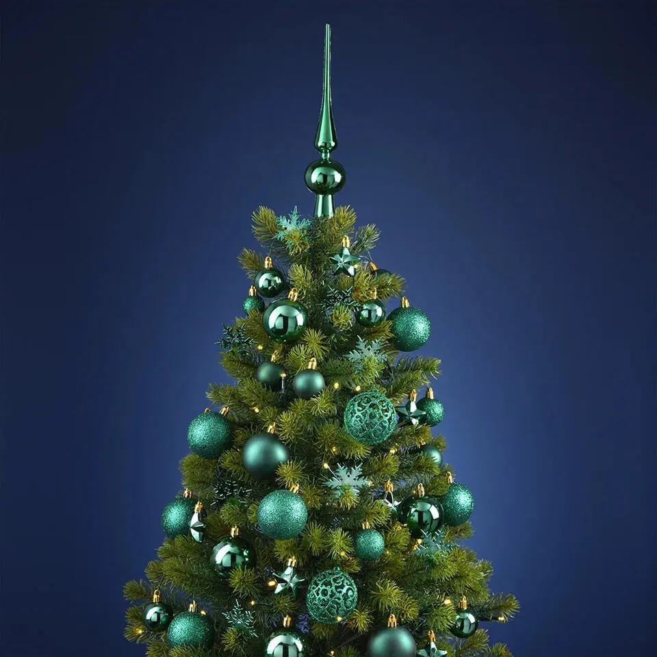 Kerstballen - 110 stuks - met piek - emerald groen - kunststof
