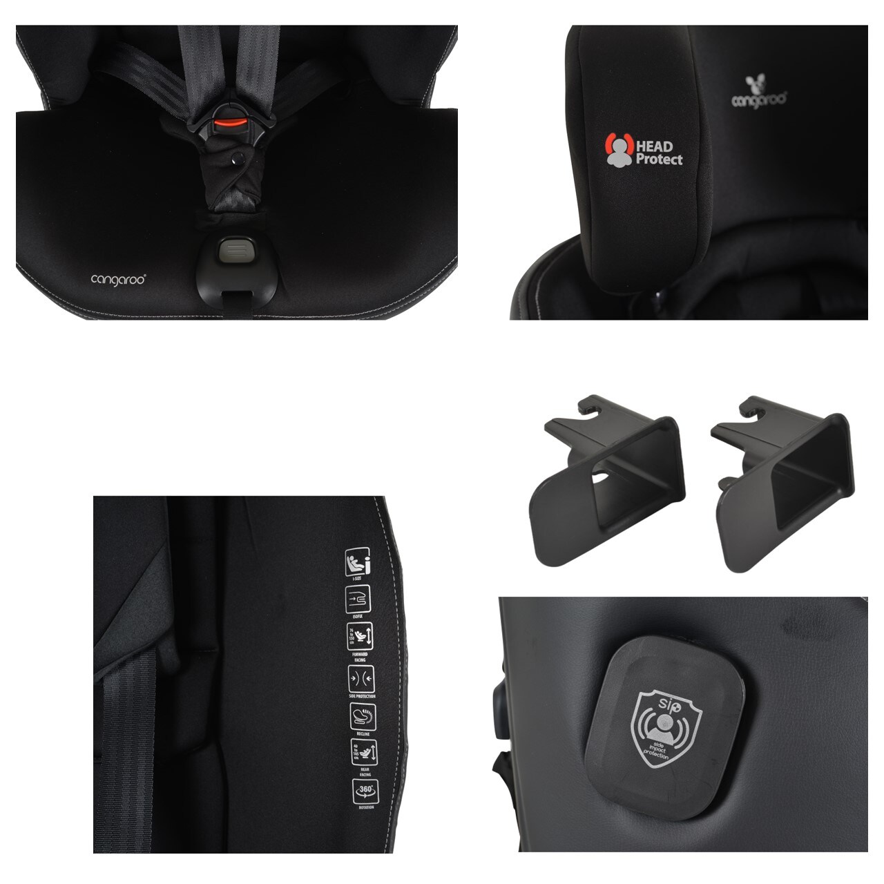 Cangaroo Kindersitz i-Size Castor (40-150cm) Gruppe 0/1/2/3 Isofix, Kopfschutz grau