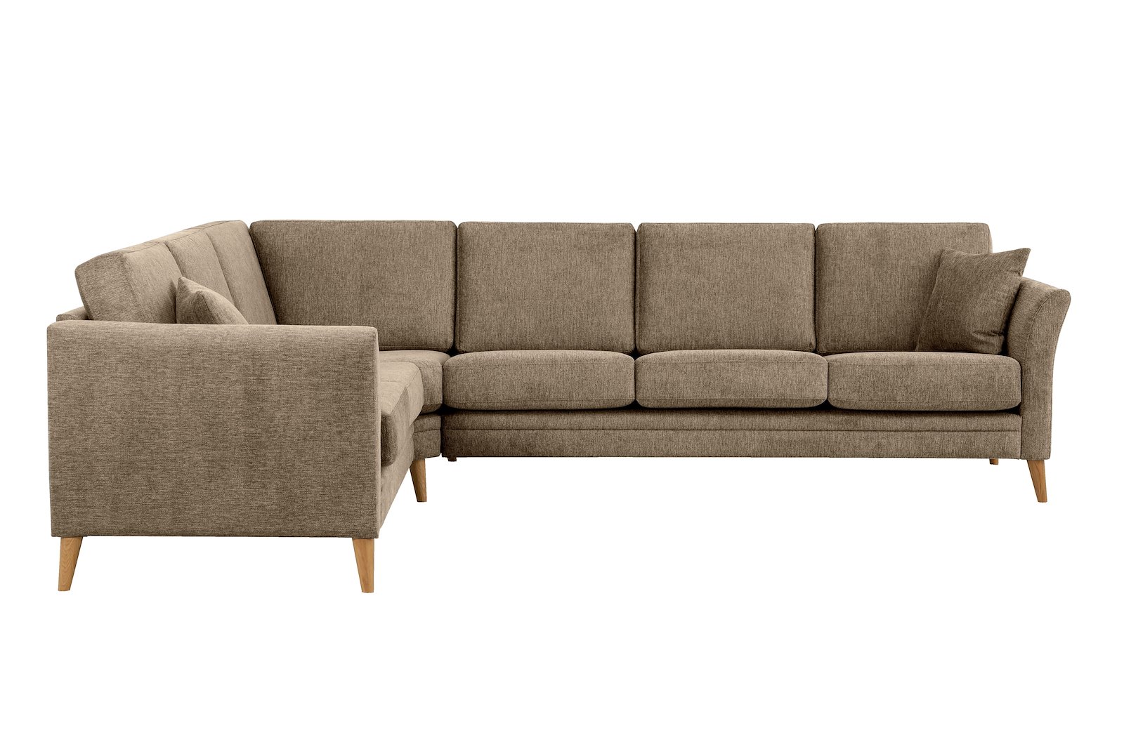 Eden hjørnesofa 23 hjørne i tekstil Brego 14 Latte med ben i eik natur (15137).