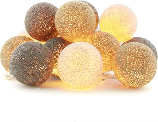 Cotton Ball Lights lichtsnoer Bonbon starter kit bruin 7,4 m met 20 lampen
