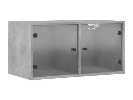 Armoires murales et portes vitrées 2pcs gris béton 68,5x37x35cm