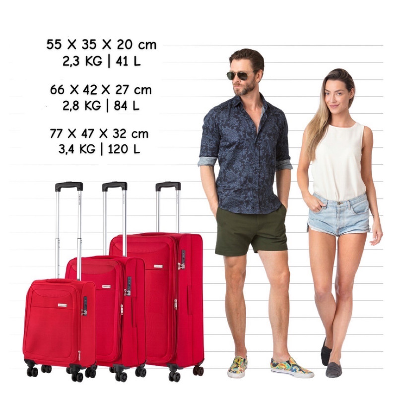 CarryOn Air 3-delig zachte kofferset - Red