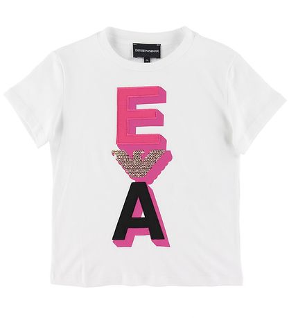 Emporio Armani T-Shirt - Weiß m. Pink/Gold