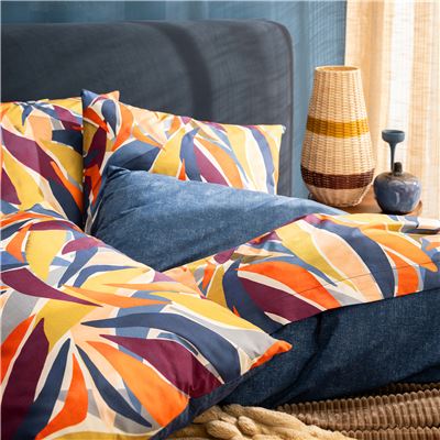 Linge de lit percale motif feuillage - BECQUET CRÉATION