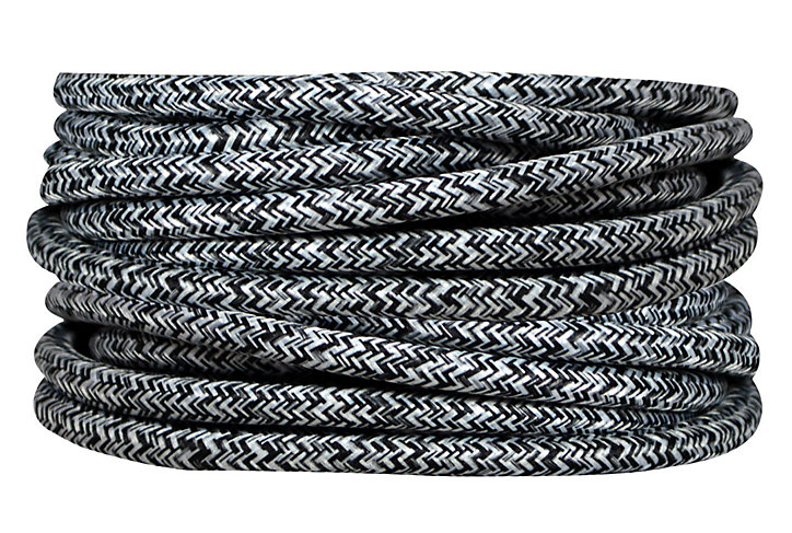 Câble tissu 3m gris chiné brut Tibelec