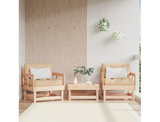 VIDAXL - Fauteuil Chaises de jardin 2 pcs bois massif de pin