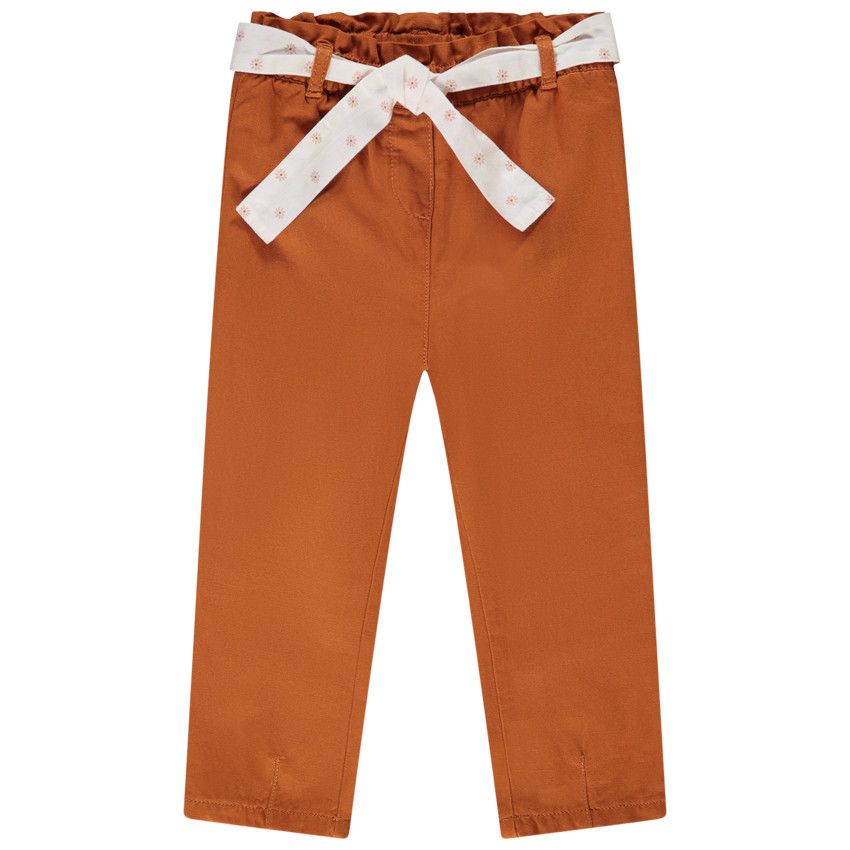 Pantalon en lyocell avec noeud de serrage fantaisie pour bébé fille - Moutarde