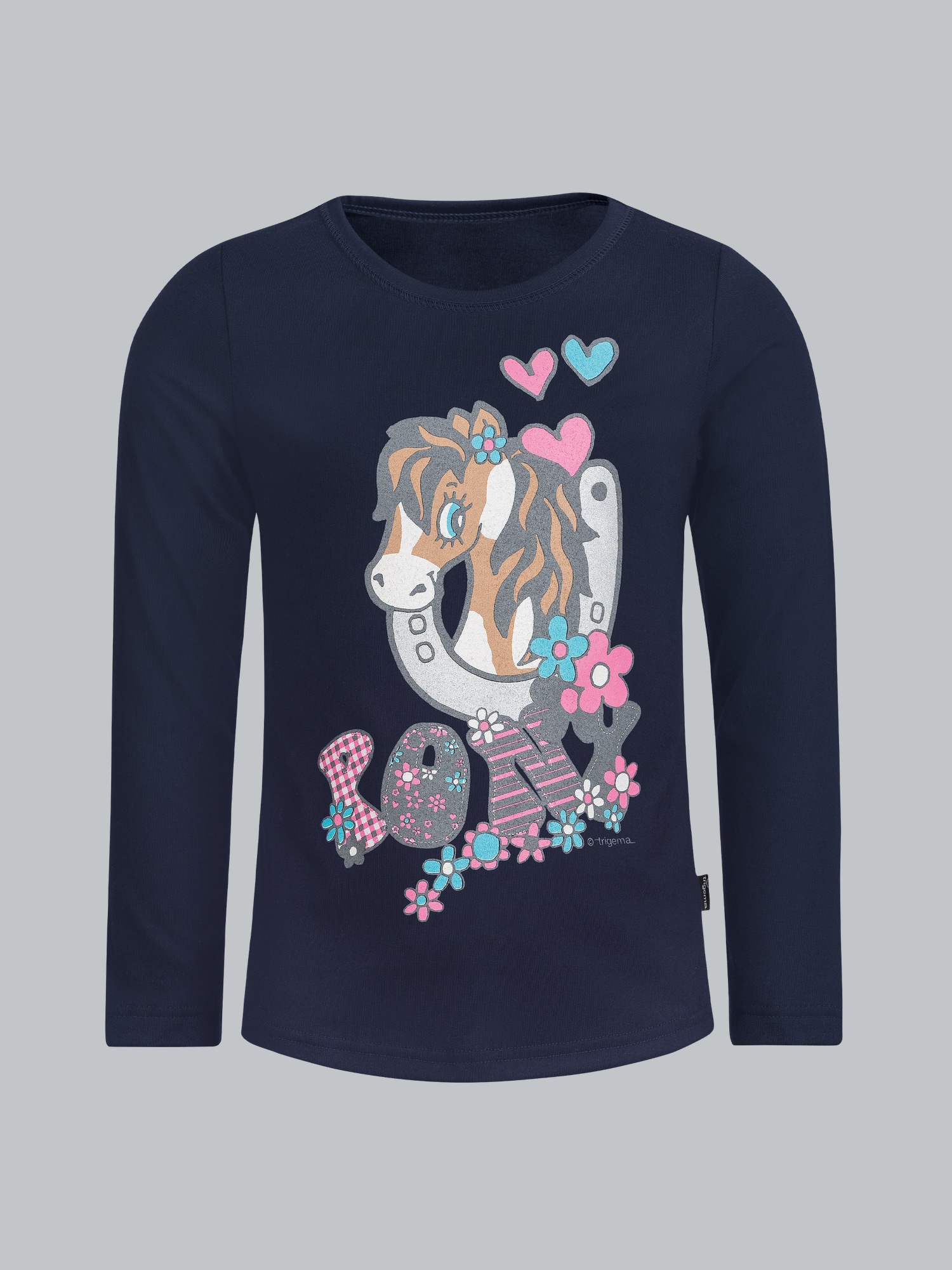 Langarmshirt mit süßem Pony-Print Navy