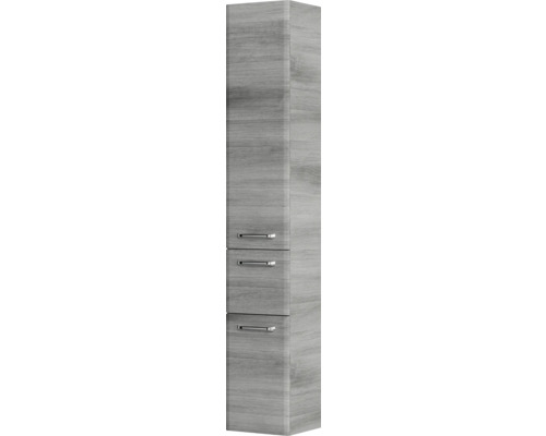 Pelipal Quickset 328 badkamermeubelset (B x H x D 175 x 200 x 39 cm), grafiet getextureerde fronten (horizontaal patroon), met witte glazen wastafel, hoge kast, onderkast en bovenkast (328.120008)