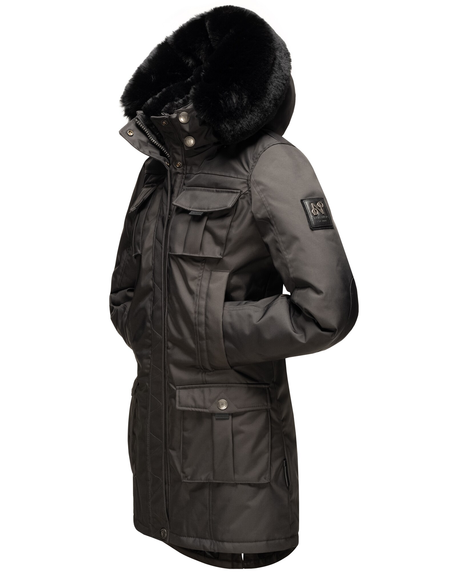 NAVAHOO Damen Wintermantel Parka mit abnehmbarer Kapuze und Einkaufstasche Tiniis