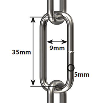 Ketting rond gegalvaniseerd 35 mm 1 meter