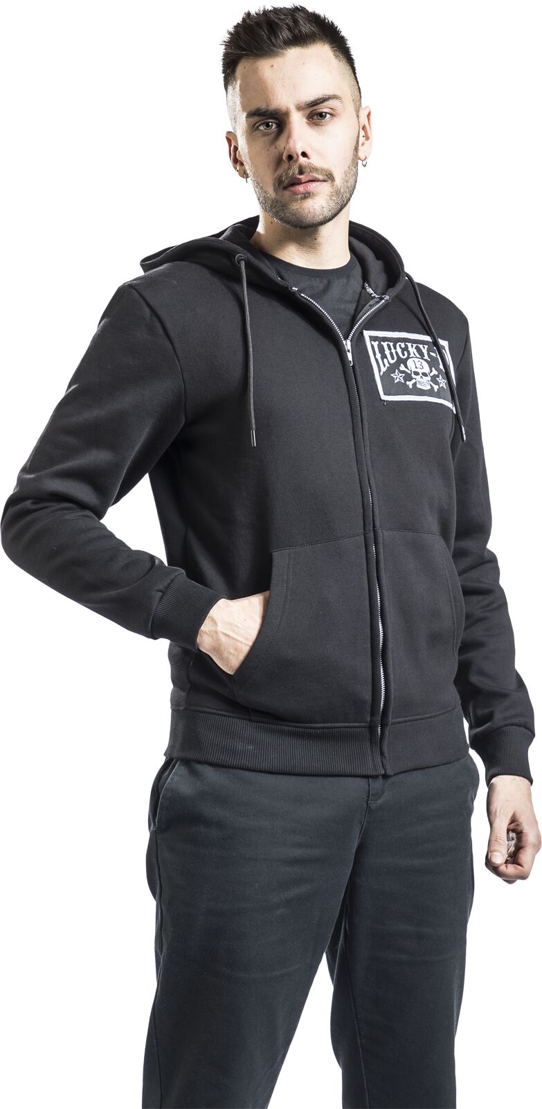 Sweat à Capuche Zippé Crânes Étoilés | Lucky 13 Sweat-shirt zippé à capuche