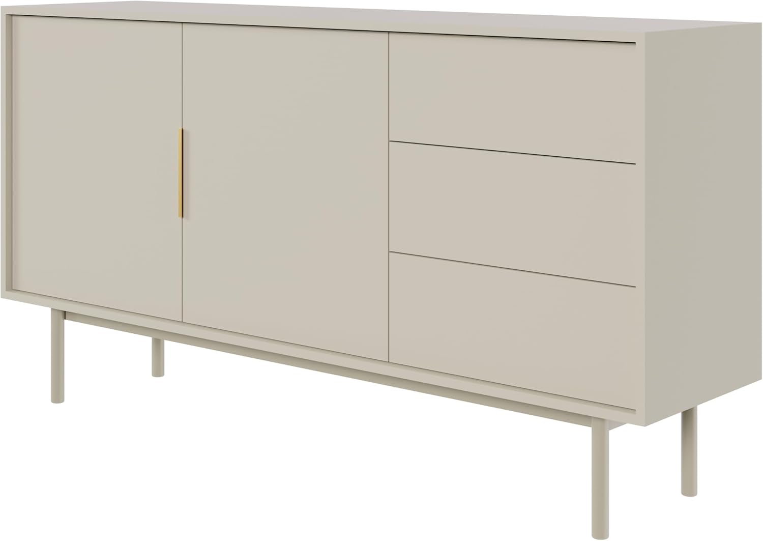 Selsey Viviaro - Sideboard 2-türig mit 3 Schubladen, Graubeige, 154 cm, Taupe (Grau-beige)
