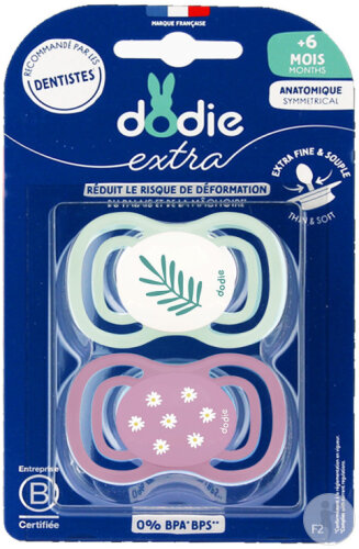 Dodie Sucettes +6 Mois Duo Jour Extra Nature Rose F2 2 Pièces
