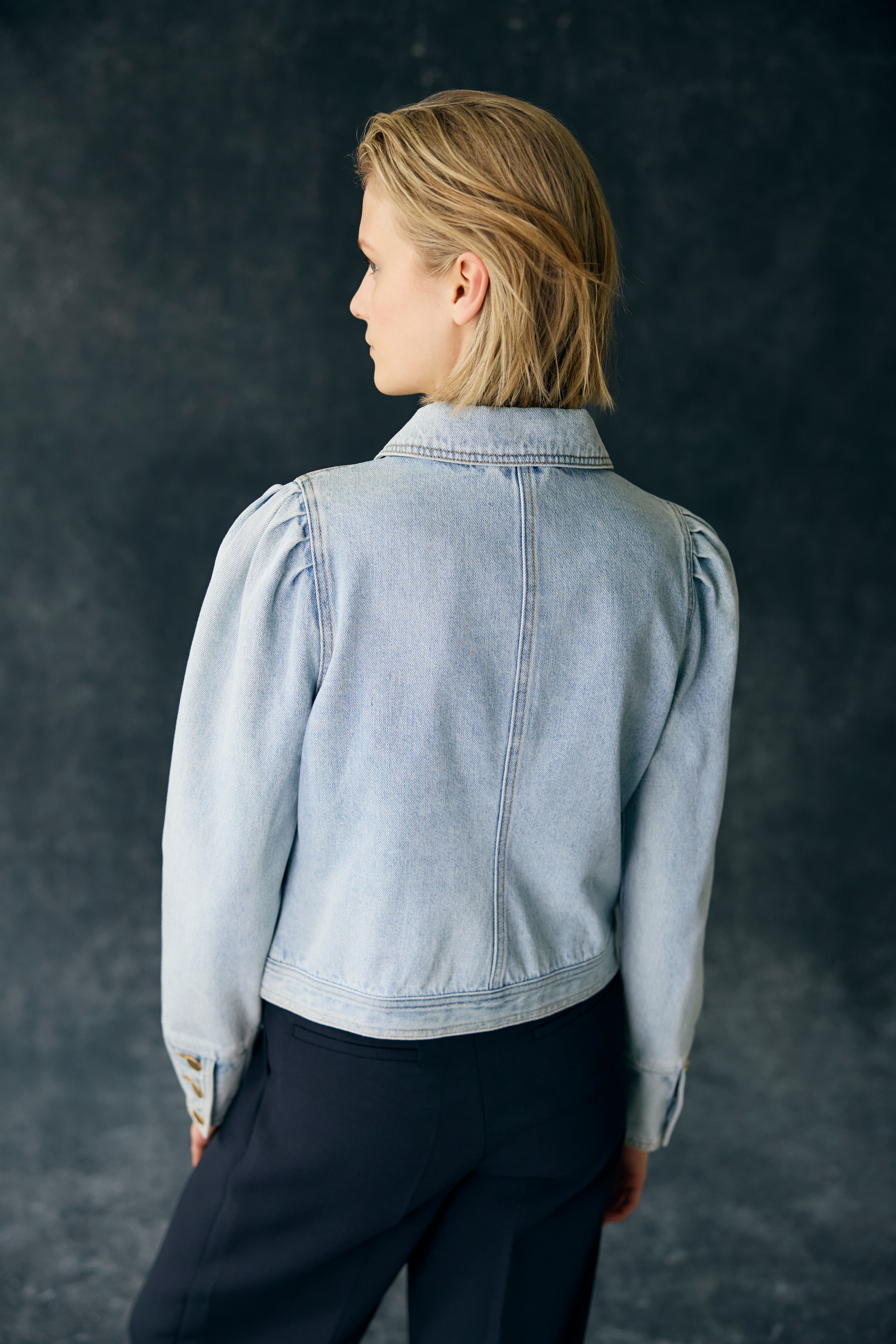 Vivance Jeansjacke mit Puffärmeln und Knöpfen, Ziertaschen, Denim