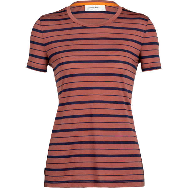 T-shirt randonnée ICEBREAKER W WAVE SS TEE STRIPE GRAPE/MIDNIGHT NAVY/S