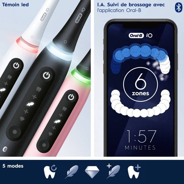 Brosse à dent électrique connectée Bluetooth - iO 5N Bad Elect - Blanche