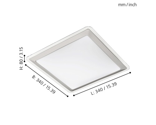 LED wandlamp 24W 2600 lm 3000K 34x34 cm Competa wit/zilver