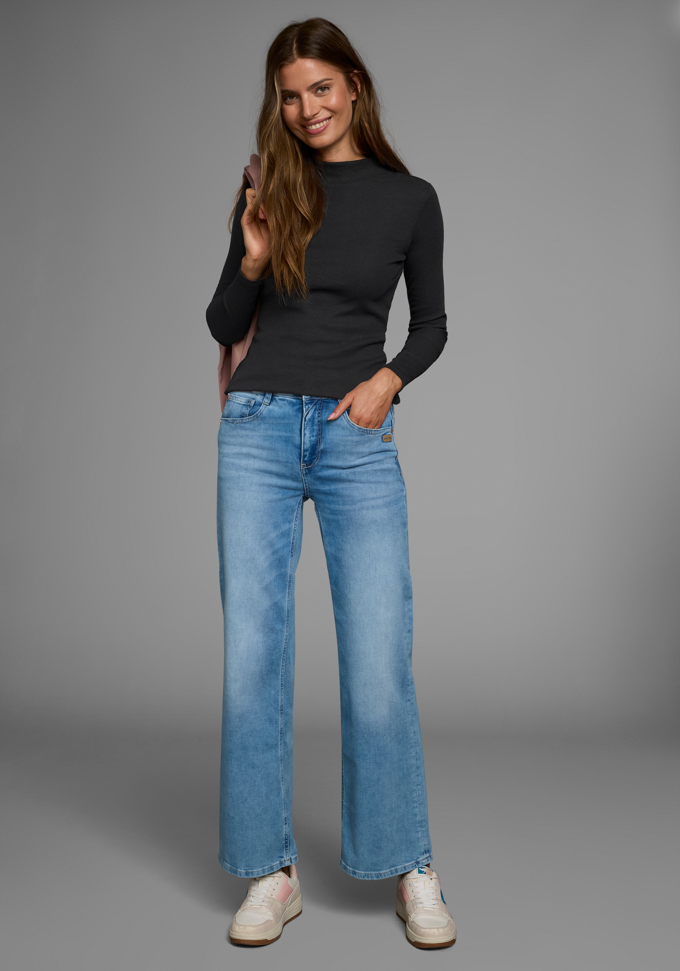 AJC Langarmshirt , langärmelig,  Basic-Stil,  Stehkragen,  ideal für Büro und Freizeit