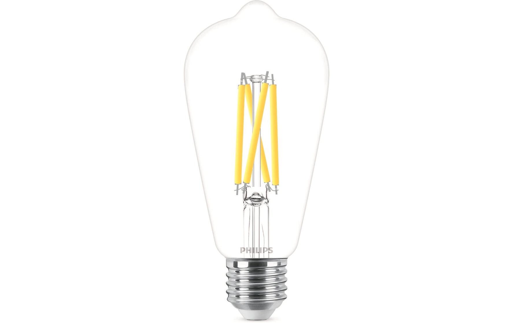 Lampe LEDcla 60W E27 ST64 CL WGD90 WarmweissWarmweisses LED-Leuchtmittel ST64 mit klarem Glas